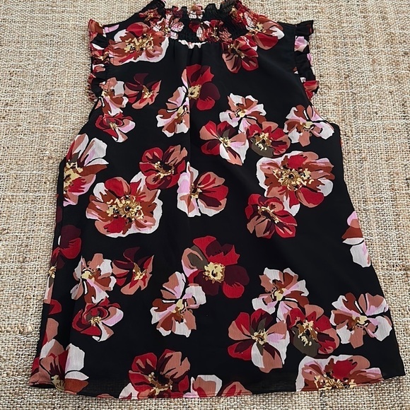J.CREW Floral Printed Smocked Neck Tank Floral Top XS - Picture 1 of 5